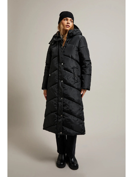 Moodo Lange gesteppte Jacke mit Kapuze schwarz Moodo