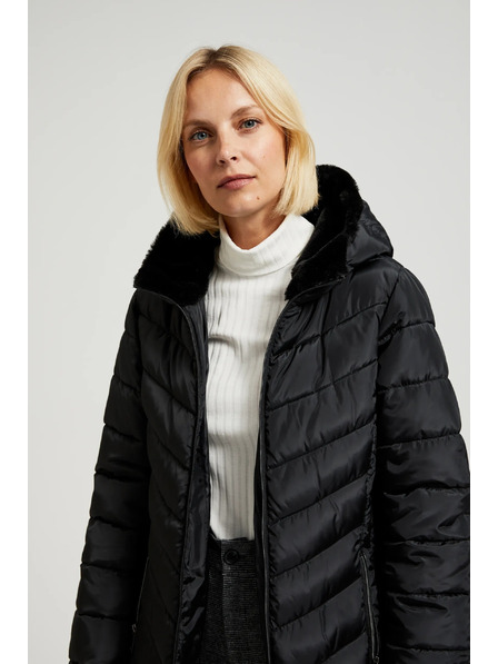 Moodo Gesteppte Jacke mit Kapuze und verschließbaren Taschen schwarz Moodo