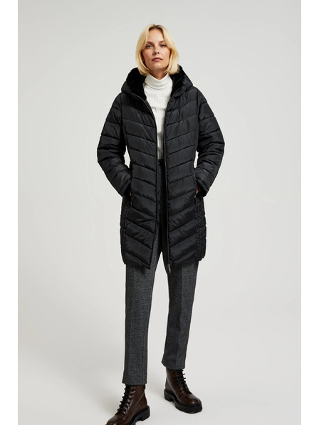Moodo Gesteppte Jacke mit Kapuze und verschließbaren Taschen schwarz Moodo