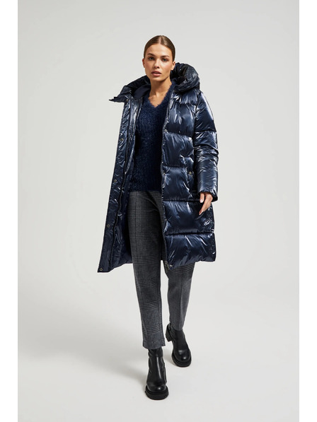 Moodo Lange Metallic-Jacke in Navy Moodo