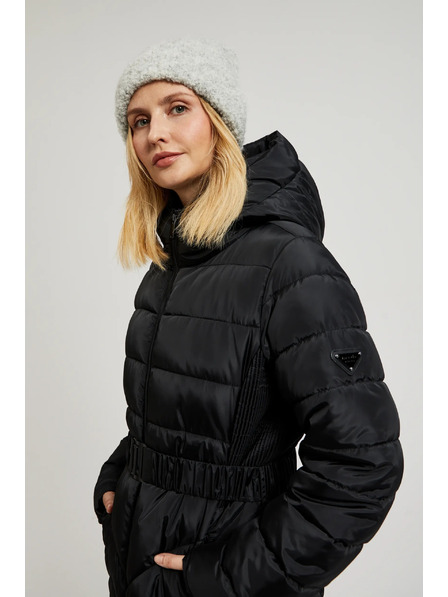 Moodo Steppjacke mit Gürtel in Schwarz Moodo