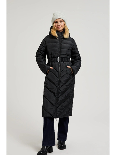 Moodo Steppjacke mit Gürtel in Schwarz Moodo