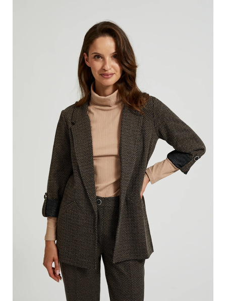 Moodo Schwarzes Sakko mit Metallfaden und hochgekrempelten Ärmeln Moodo