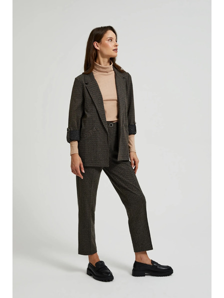 Moodo Schwarzes Sakko mit Metallfaden und hochgekrempelten Ärmeln Moodo