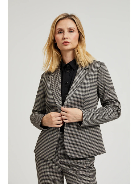 Moodo Einseitiger Blazer im Pepita-Muster in Beige Moodo