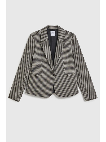 Moodo Einseitiger Blazer im Pepita-Muster in Beige Moodo
