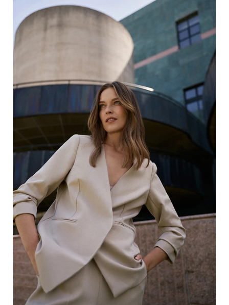 Moodo Sakko mit gerafftem 3/4-Ärmel beige Moodo