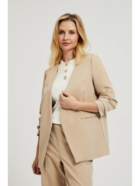 Moodo Sakko mit gerafftem 3/4-Ärmel beige Moodo