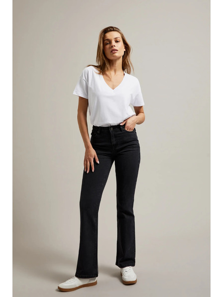 Moodo Glatte schwarze Bootcut-Jeans Moodo