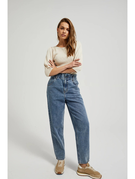 Moodo Blaue Baumwoll-Jeans mit hoher Taille Moodo