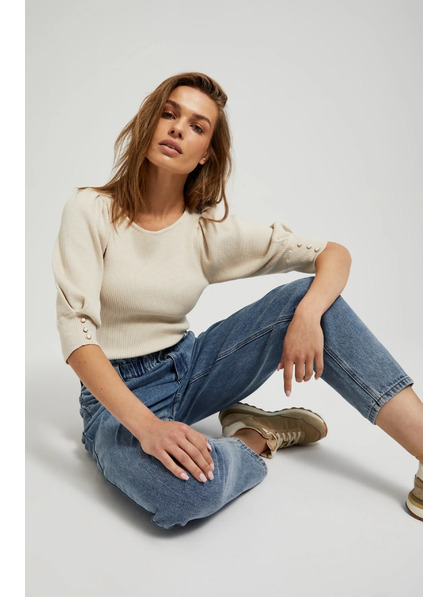 Moodo Blaue Baumwoll-Jeans mit hoher Taille Moodo