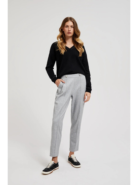 Moodo Glatte gerade Hose mit Knöpfen in Grau Moodo
