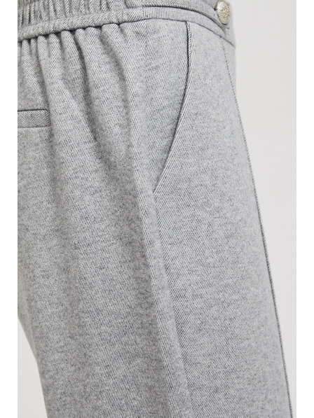 Moodo Glatte gerade Hose mit Knöpfen in Grau Moodo