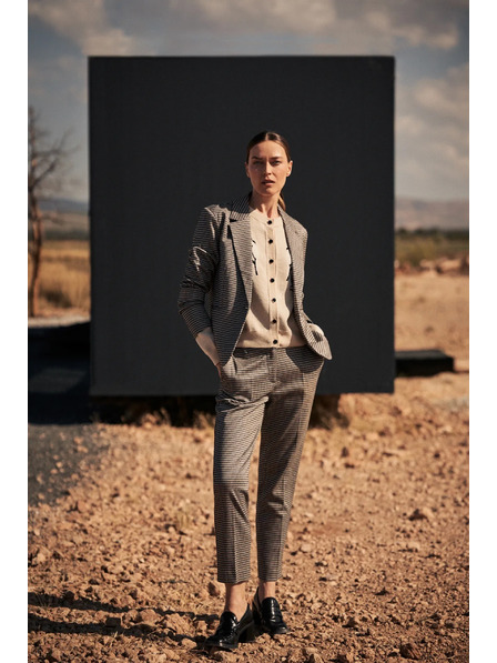 Moodo Elegante beige Hose im Pepita-Muster Moodo