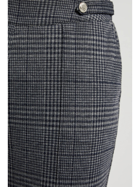 Moodo Graue karierte Hose mit geradem Bein Moodo