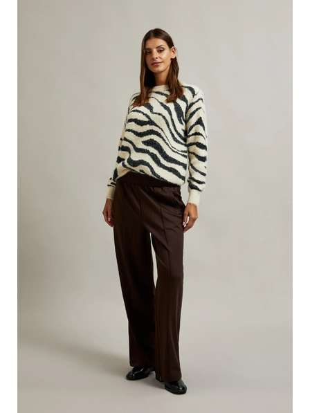 Moodo Braune Hose mit weitem Bein und Gummizug in der Taille Moodo