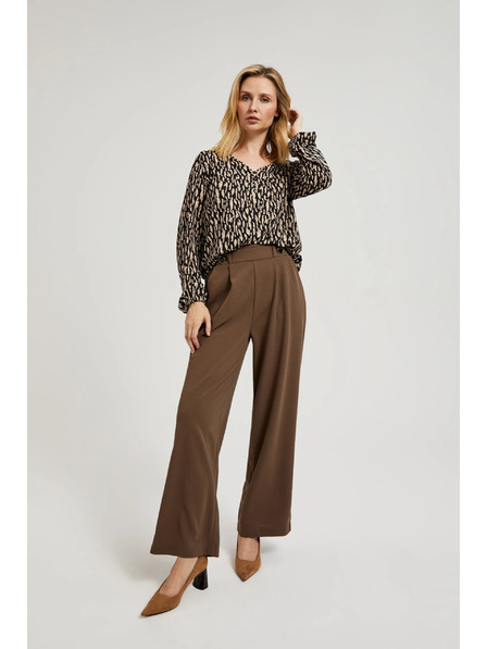 Moodo Beige Hose mit weitem Bein und Knöpfen Moodo