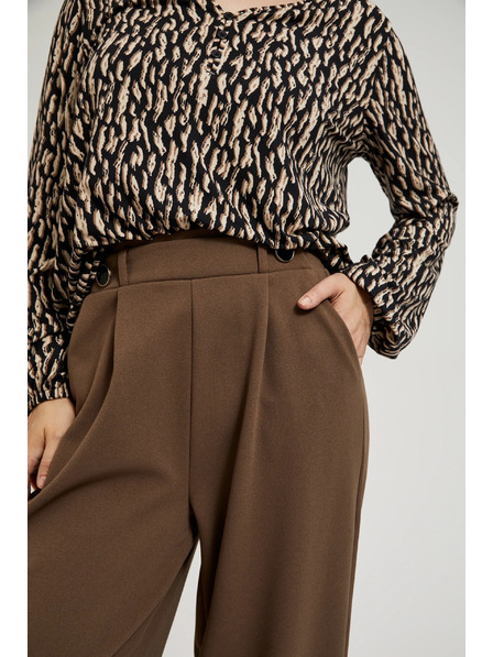 Moodo Beige Hose mit weitem Bein und Knöpfen Moodo