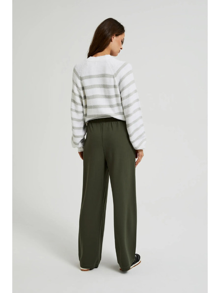 Moodo Olivfarbene Hose mit weitem Bein und Knöpfen Moodo