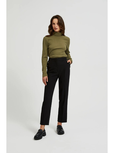 Moodo Schwarze Hose mit dekorativen Knöpfen an den Taschen Moodo