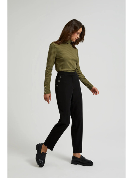 Moodo Schwarze Hose mit dekorativen Knöpfen an den Taschen Moodo