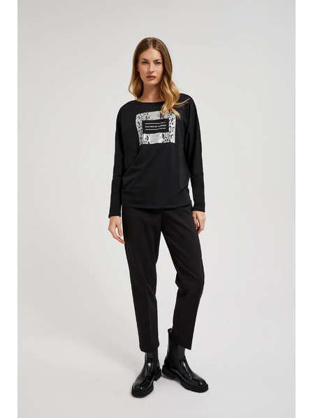 Moodo Glatte Hose mit Saum schwarz Moodo