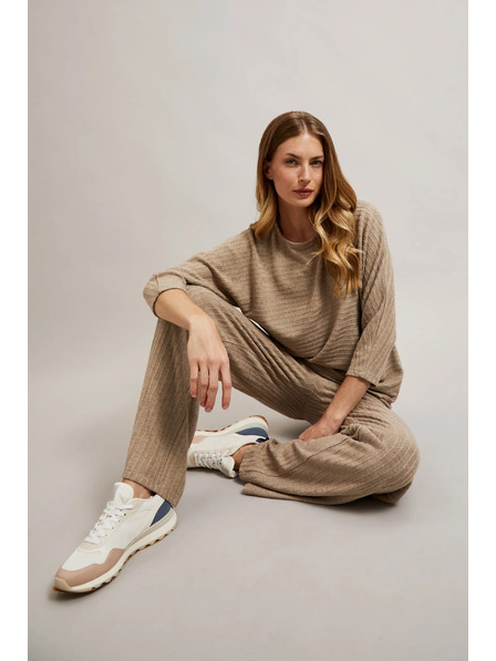 Moodo Gerippte Hose mit Metallic-Faden beige Moodo