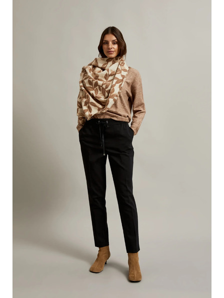 Moodo Schwarze Hose mit geradem Bein und Gürtel Moodo