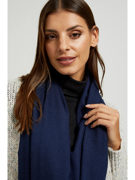 Moodo Glatter dunkelblauer Schal mit Fransen Moodo
