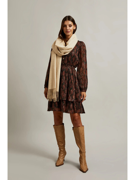 Moodo Glatter beiger Schal mit Fransen Moodo