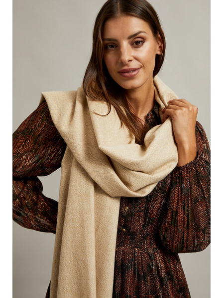 Moodo Glatter beiger Schal mit Fransen Moodo