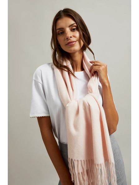 Moodo Glatter rosa Schal mit Fransen Moodo