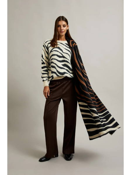 Moodo Brauner Schal mit Tiermuster Moodo