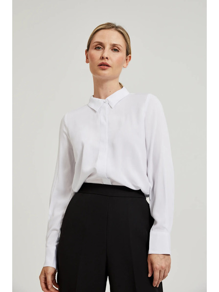 Moodo Viskose-Bluse mit Kragen weiß Moodo
