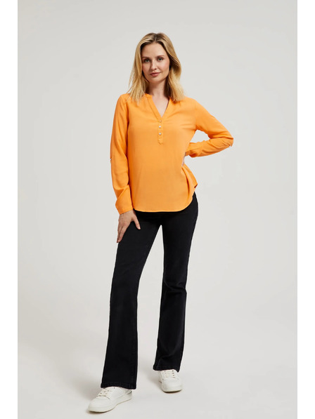 Moodo Bluse mit V-Ausschnitt und Knöpfen orange Moodo