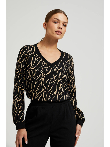 Moodo Viskose-Bluse mit V-Ausschnitt schwarz Moodo