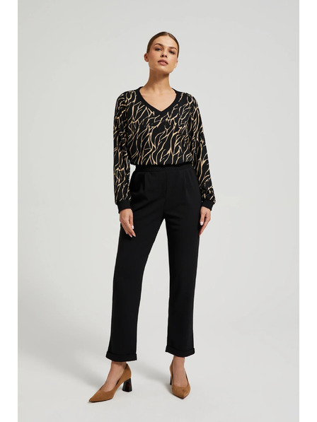 Moodo Viskose-Bluse mit V-Ausschnitt schwarz Moodo
