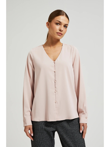 Moodo Glatte Bluse mit dekorativen Knöpfen Moodo