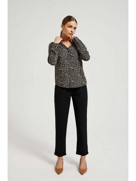 Moodo Gemusterte Bluse mit langen Ärmeln schwarz Moodo