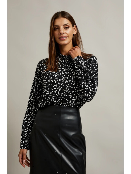 Moodo Schwarzes Hemd mit Muster und Kragen von Moodo