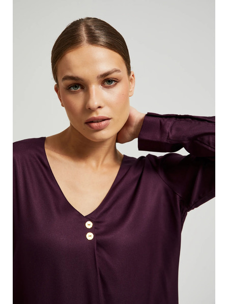 Moodo Lila Hemd mit V-Ausschnitt und dekorativen Knöpfen von Moodo