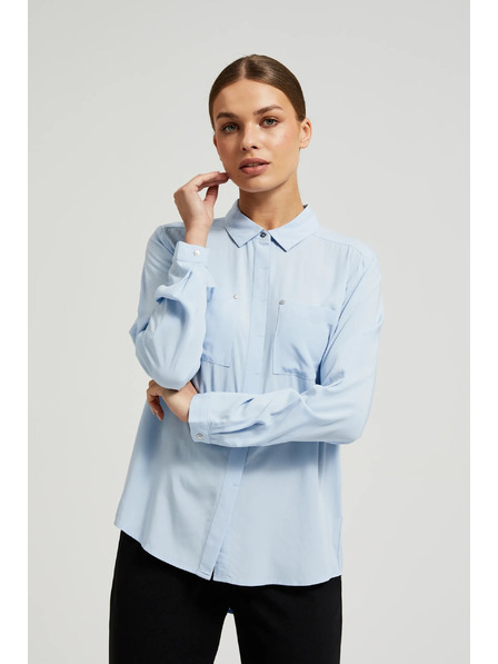 Moodo Viskose-Hemd mit Taschen hellblau von Moodo