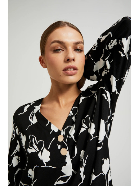 Moodo Schwarzes Hemd mit Blumenprint von Moodo