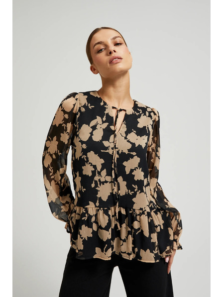 Moodo Schwarzes Hemd mit beigem Muster von Moodo