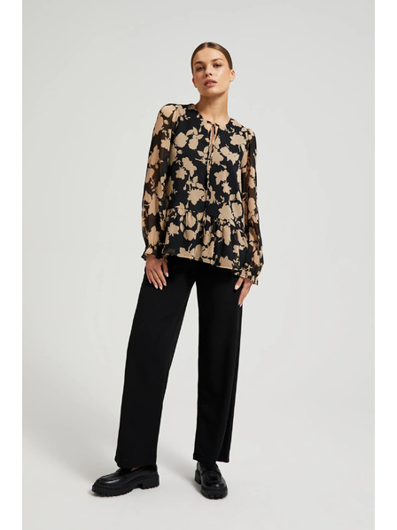 Moodo Schwarzes Hemd mit beigem Muster von Moodo