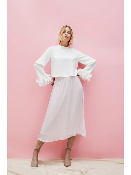 Moodo Weißes Hemd mit Volants an den Ärmeln von Moodo