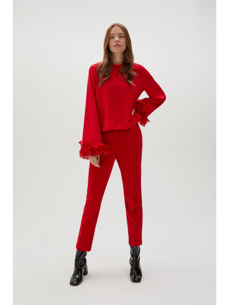 Moodo Rotes Hemd mit Volants an den Ärmeln von Moodo