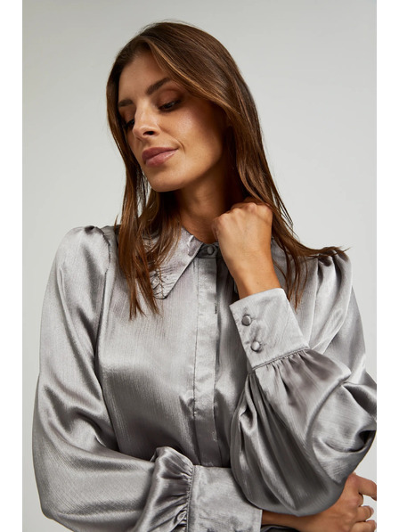 Moodo Silbernes Hemd mit gerafften Ärmeln von Moodo