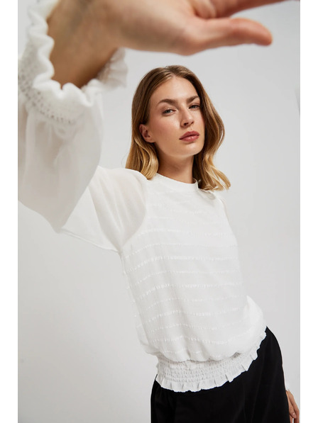 Moodo Elegantes weißes Hemd mit gerafften Ärmeln von Moodo