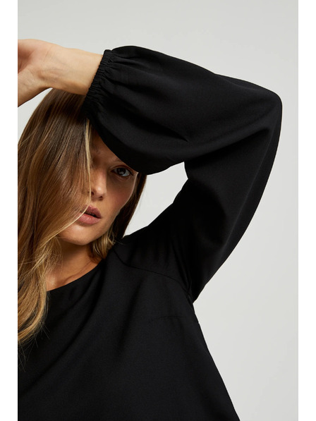 Moodo Schwarzes Hemd mit Spitze und Ballonärmeln von Moodo